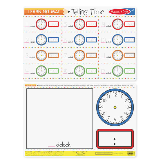 MELISSA AND DOUG LEARNING MAT - TELLING TIME - Toyworld Frankston