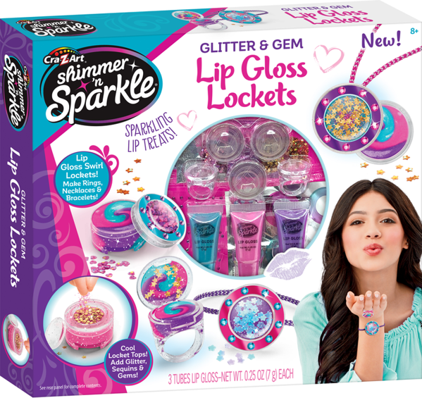 SHIMMER N SPARKLE GLITTER AND GEM LIP GLOSS LOCKETS - Toyworld Frankston