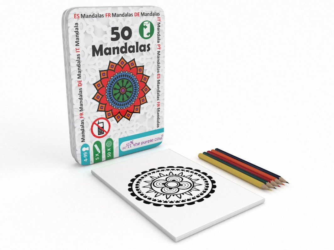 THE PURPLE COW TRAVEL TIN OF 50 - MANDALAS - Toyworld Frankston
