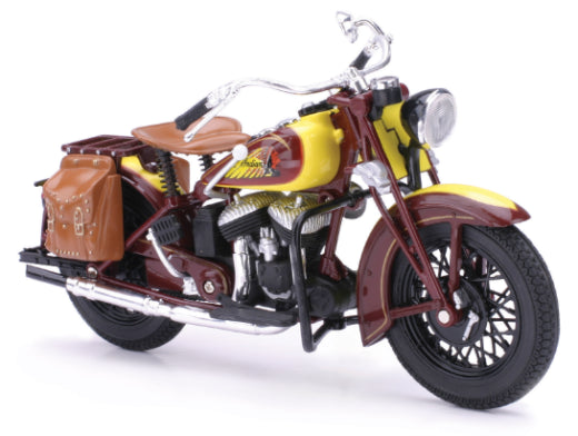 NEW RAY 1:12 1934 INDIAN SPORT SCOUT YELLOW AND BROWN - Toyworld Frankston