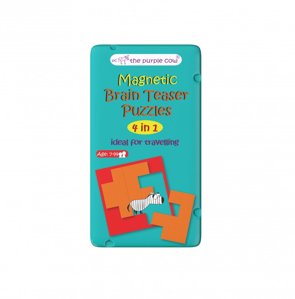 THE PURPLE COW TRAVEL TIN GAME - MAGNETIC BRAIN TEASER PUZZLES - Toyworld Frankston