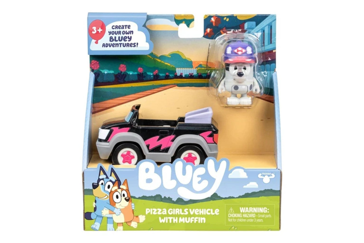 BLUEY SERIES 13 - BASIC VEHICLES - PIZZA GIRLS VEHICLE WITH MUFFIN