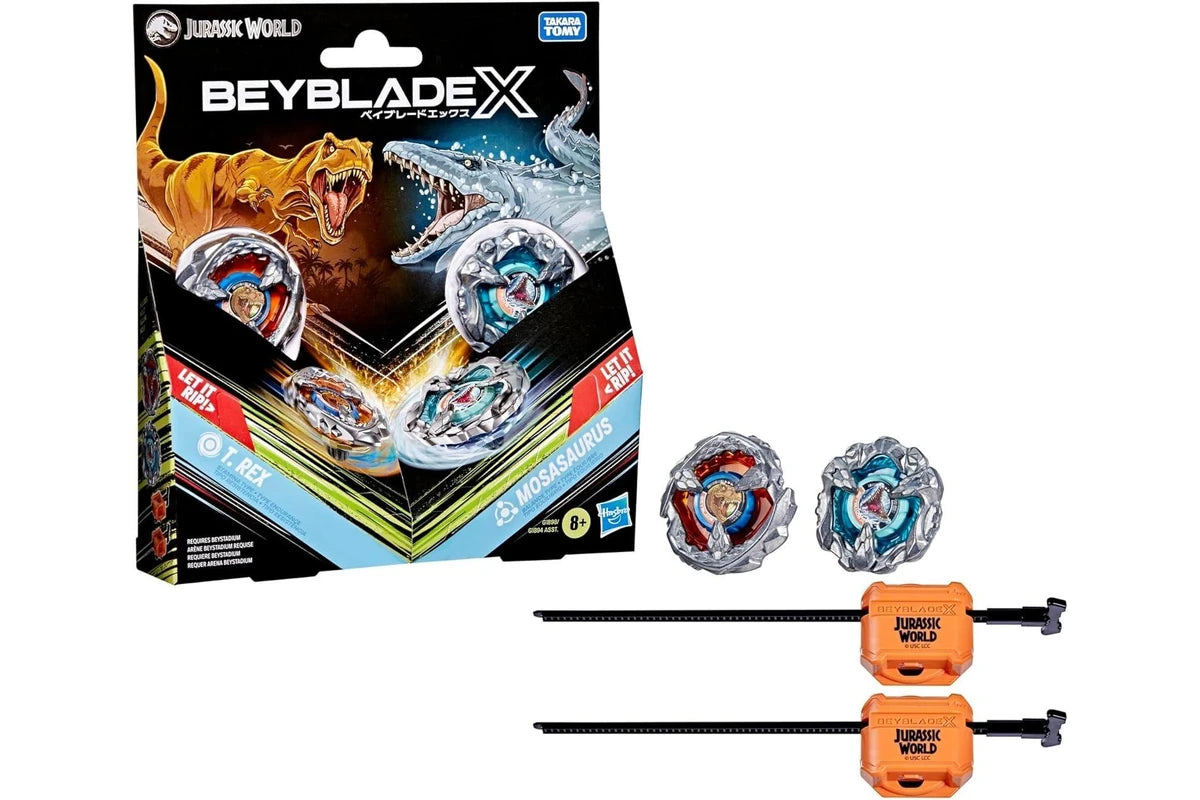 BEYBLADE X JURASSIC WORLD COLLAB MULTIPACK - T.REX AND MOSASAURUS