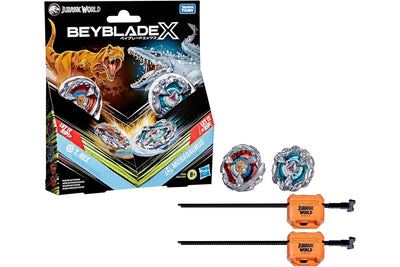 BEYBLADE X JURASSIC WORLD COLLAB MULTIPACK - T.REX AND MOSASAURUS