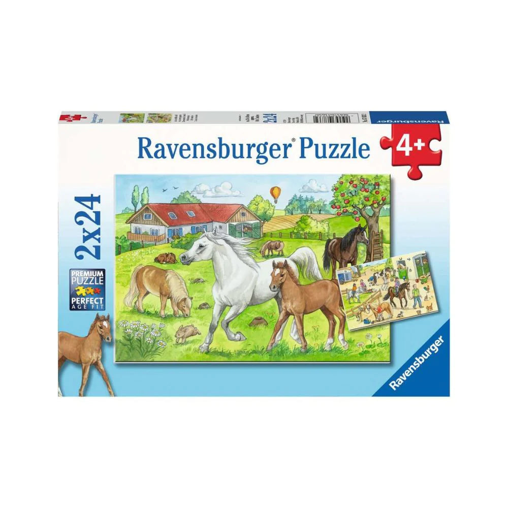 RAVENSBURGER - 2 X 24 PIECES AT THE STABLES PUZZLE - Toyworld Frankston