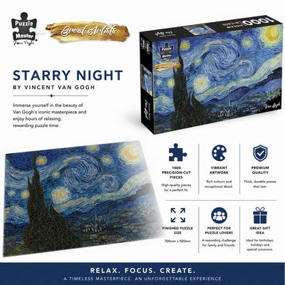 PUZZLE MASTER STARRY NIGHT VAN GOGH 1000 PIECE