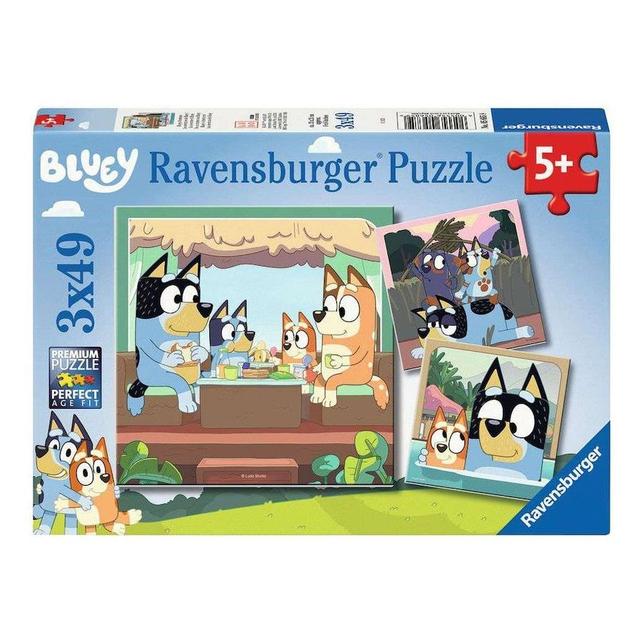 RAVENSBURGER - BLUEYS ADVENTURES 3X49 PIECE PUZZLE - Toyworld Frankston