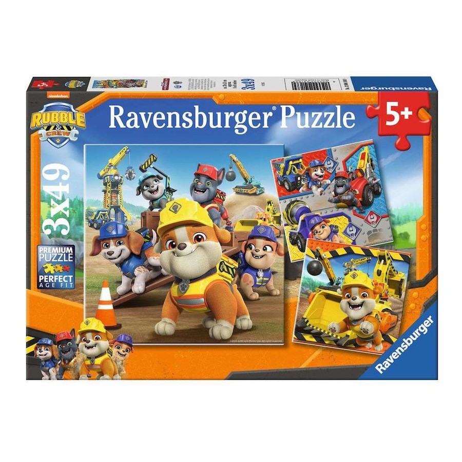 RAVENSBURG RUBBLE AND CREW WORK VEHICLES 3X49 PIECE PUZZLE