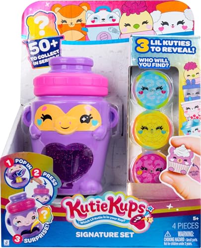 KUTIE KUPS - PURPLE WATER BOTTLE MONKEY 3 PACK SIGNATURE SET - Toyworld Frankston