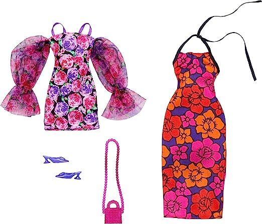 BARBIE FASHION 2 PACK - FLORAL PATTERN DRESS - Toyworld Frankston