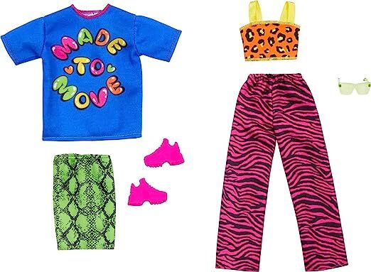 BARBIE FASHION 2 PACK - PINK ZEBRA PANTS SET - Toyworld Frankston