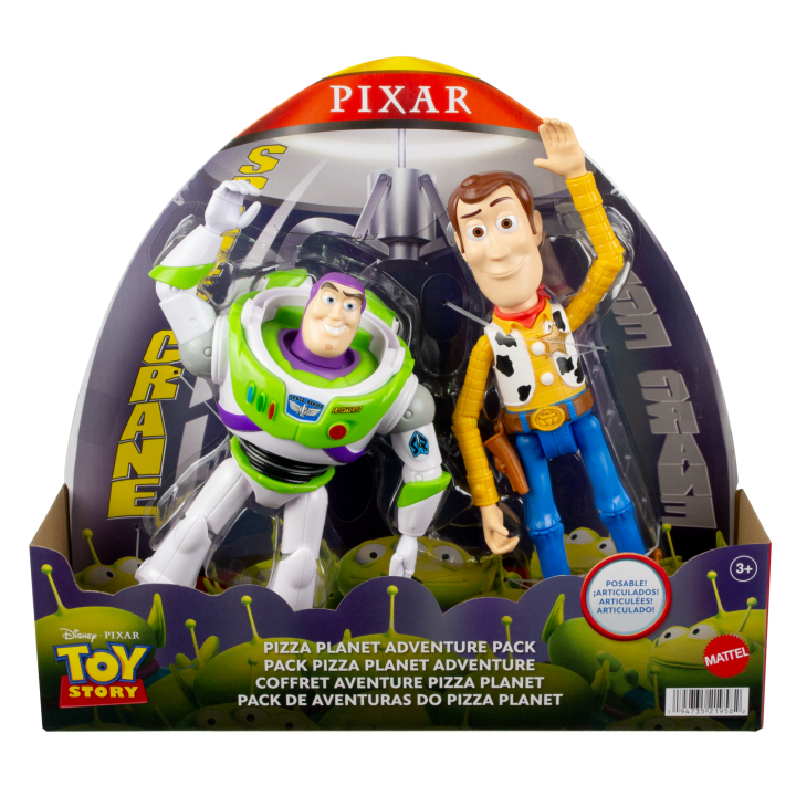 DISNEY PIXAR - BUZZ AND WOODY 7 INCH 2 PACK - PIZZA PLANET ADVENTURE PACK - Toyworld Frankston