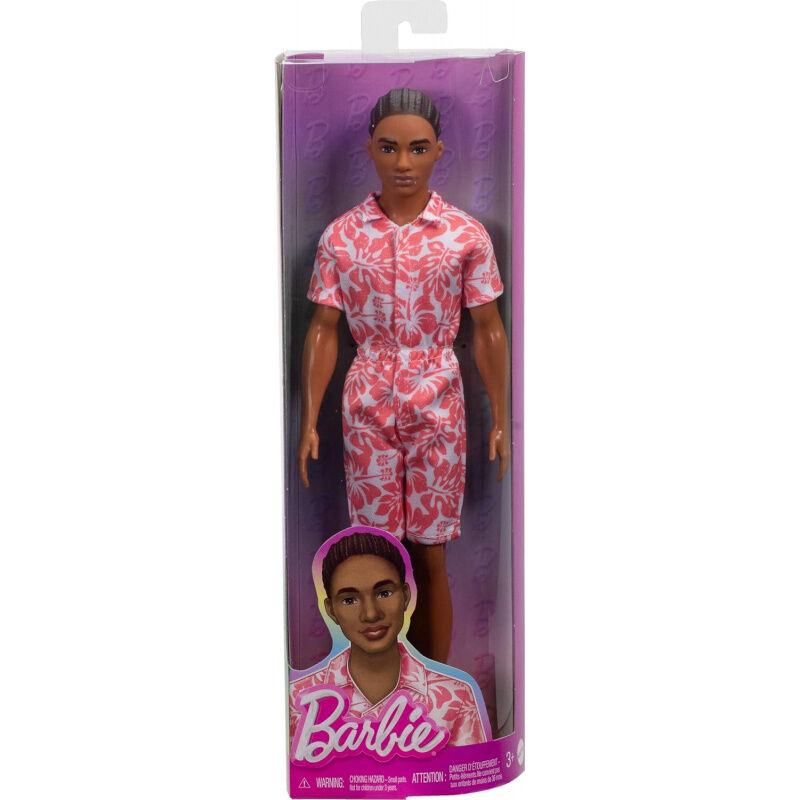 BARBIE FASHIONISTA KEN DOLL 235 BRUNETTE BRAID CORAL JUMPSUIT