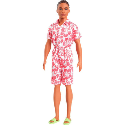 BARBIE FASHIONISTA KEN DOLL 235 BRUNETTE BRAID CORAL JUMPSUIT