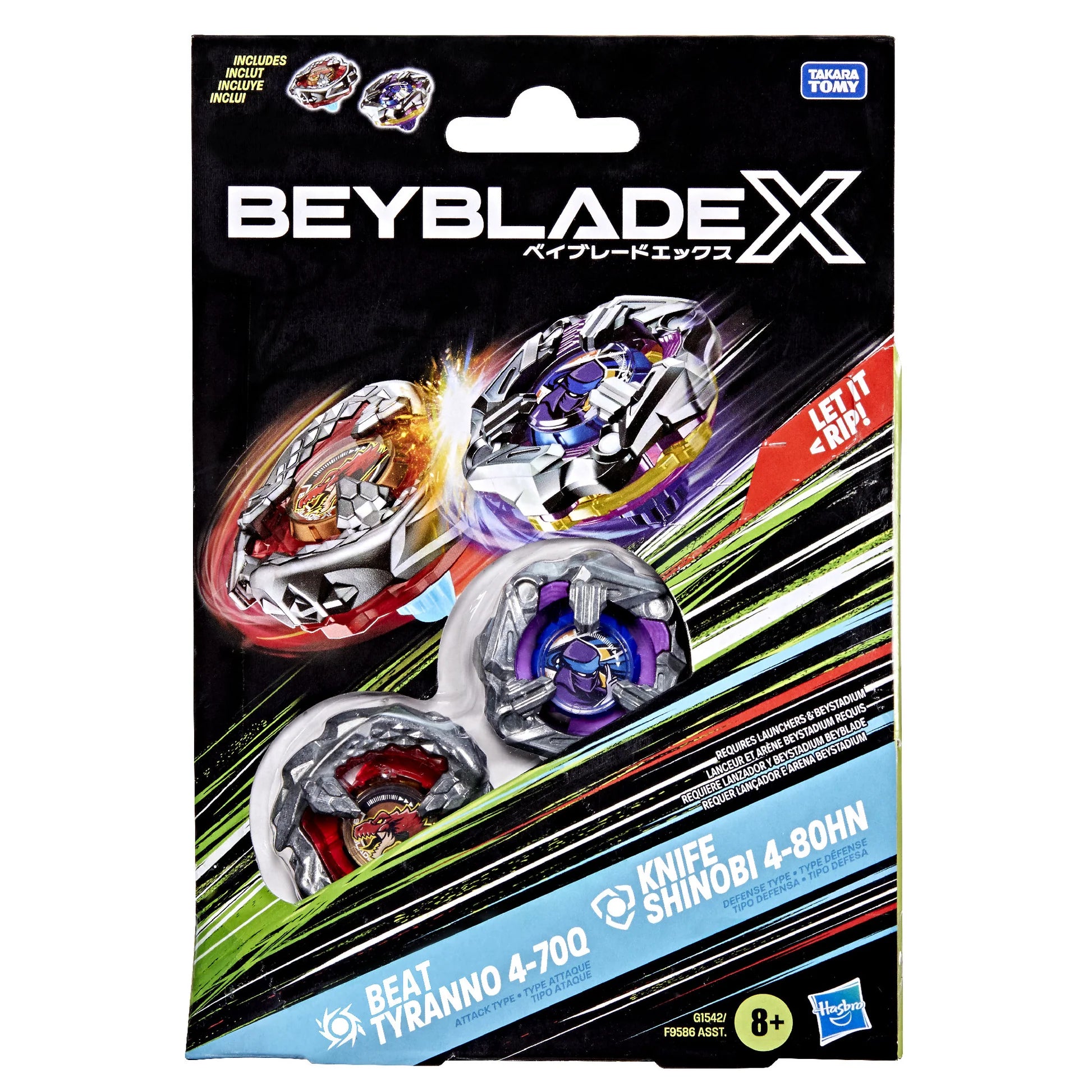 BEYBLADE  X DUAL PACK BEAT TYRANNO 4-70Q - KNIFE SHINOBI 4-80HN