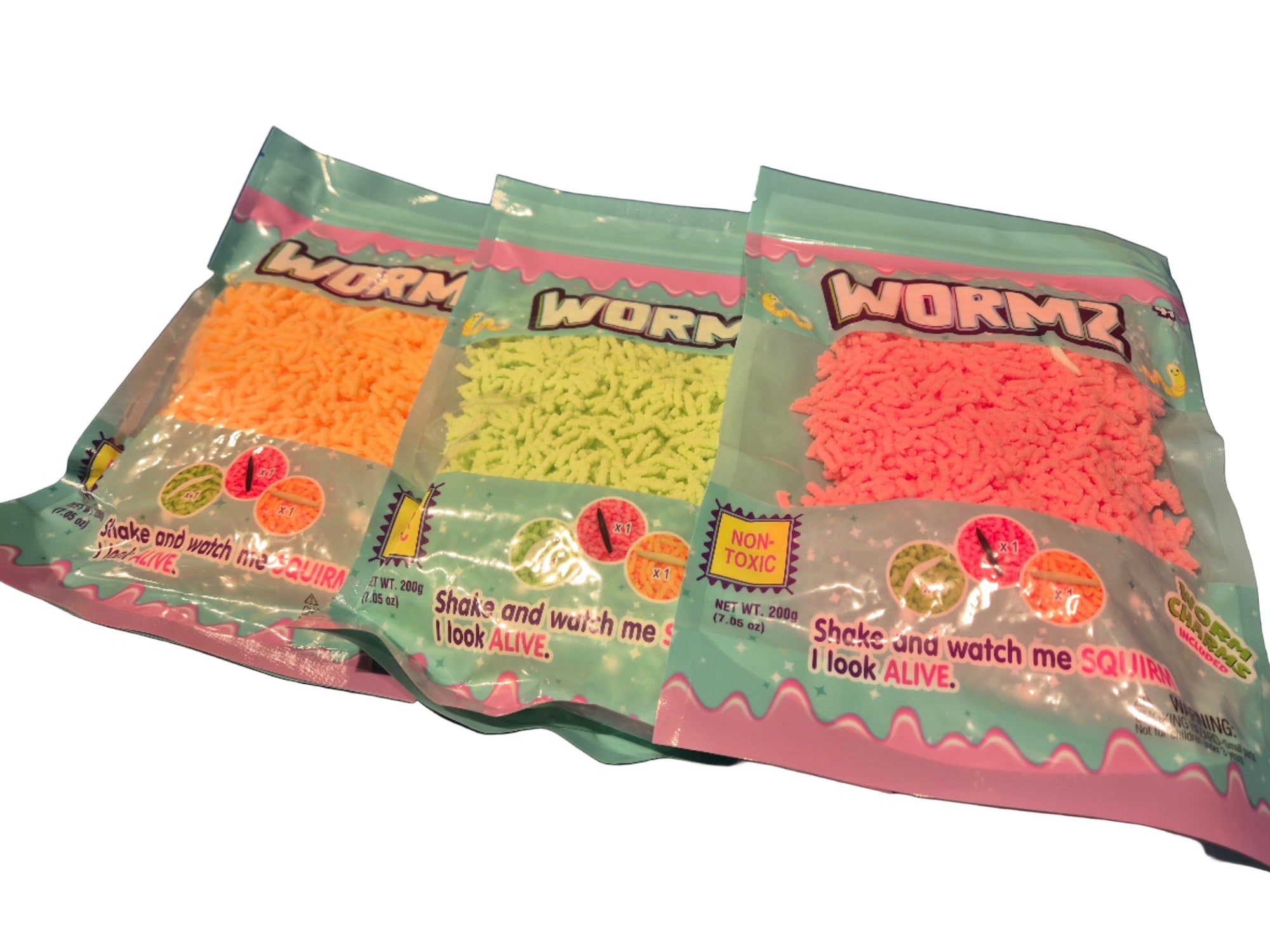 QUICK WORMZ 200G BAG - GREEN PINK OR ORANGE