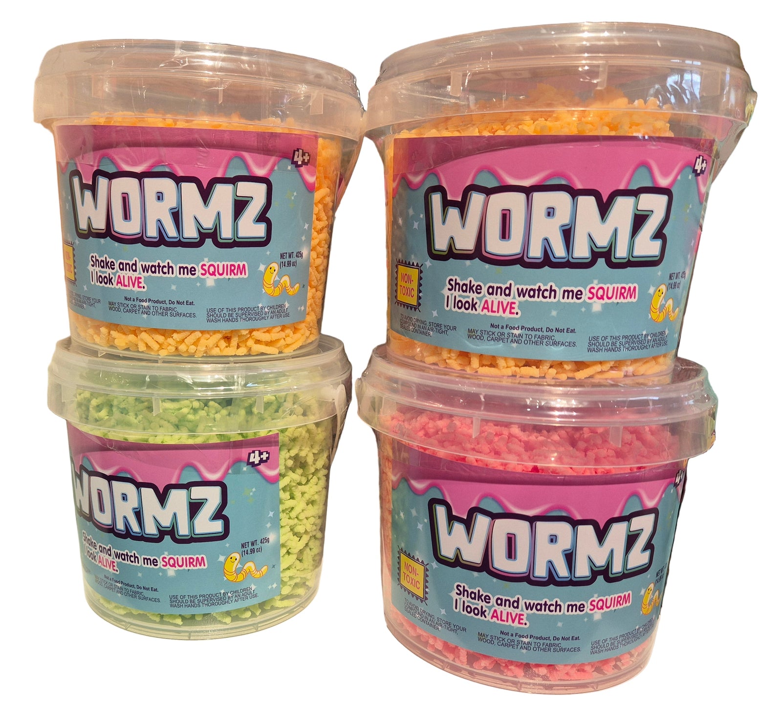 QUICK WORMZ 425G TUB - GREEN PINK OR ORANGE - Toyworld Frankston