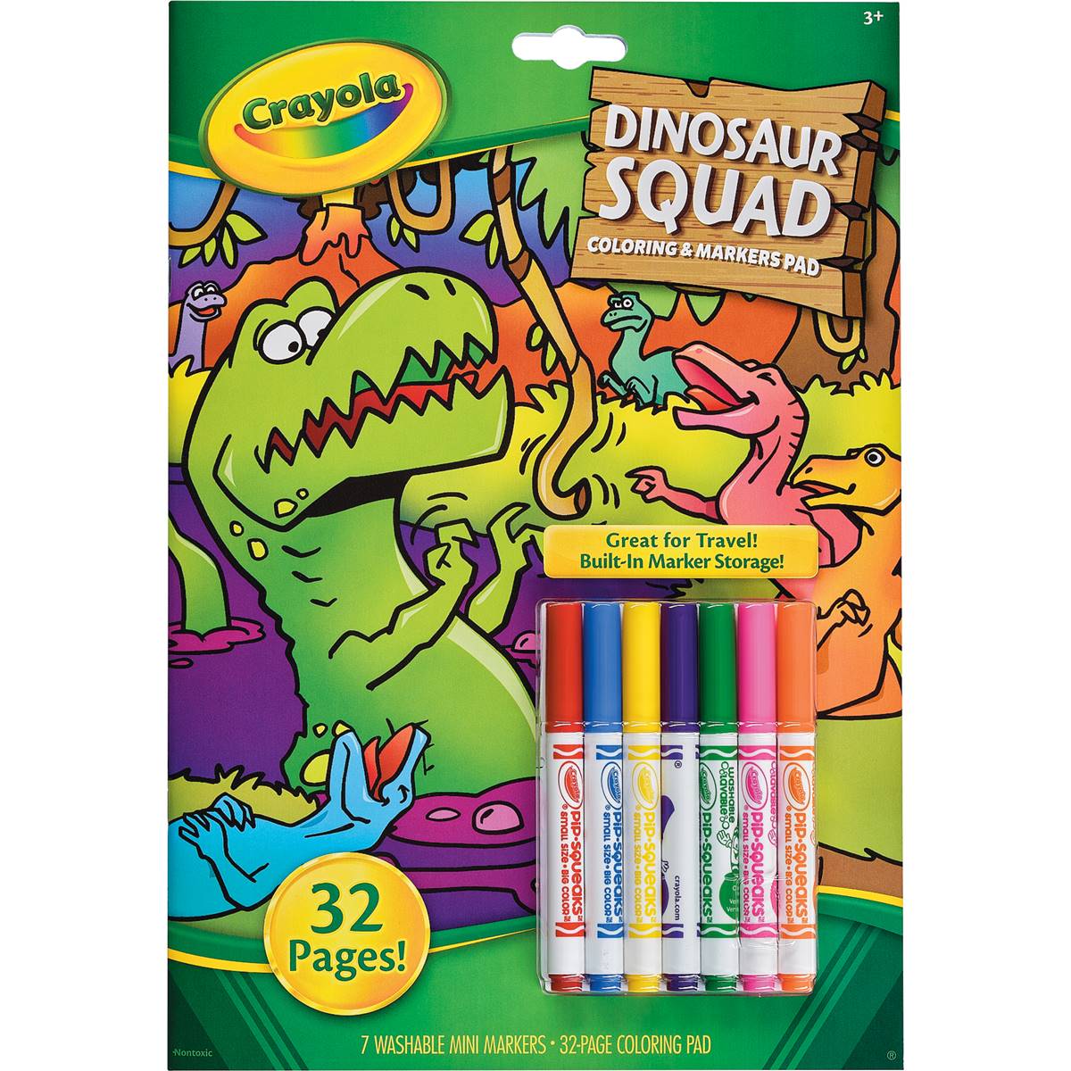 CRAYOLA DINOSAUR SQUAD COLOURING & MARKERS PAD 32 PAGES - Toyworld Frankston