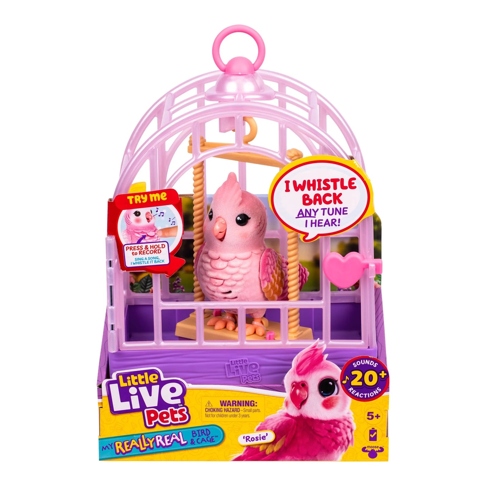 LITTLE LIVE PETS - MY REALLY REAL BIRD AND CAGE PINK - Toyworld Frankston