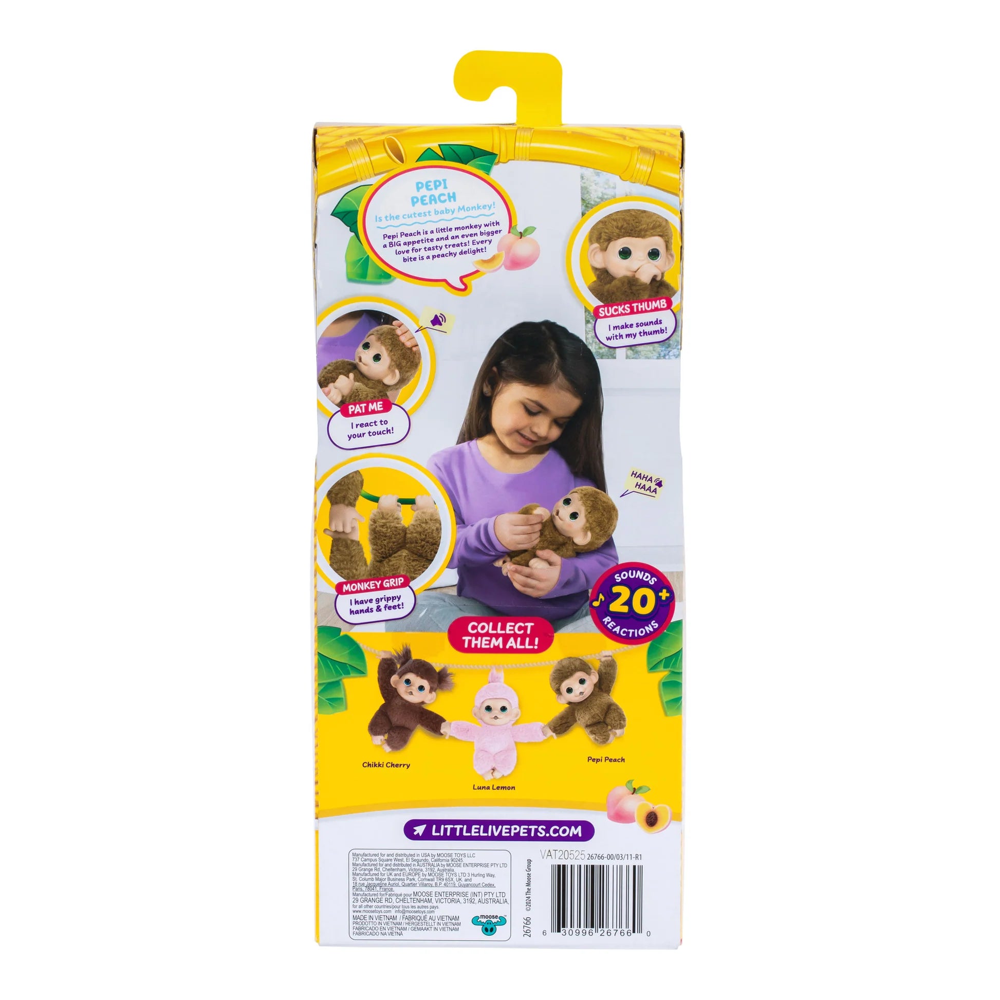 LITTLE LIVE PETS - MY BABY MONKEY MINI PEPI PEACH - Toyworld Frankston