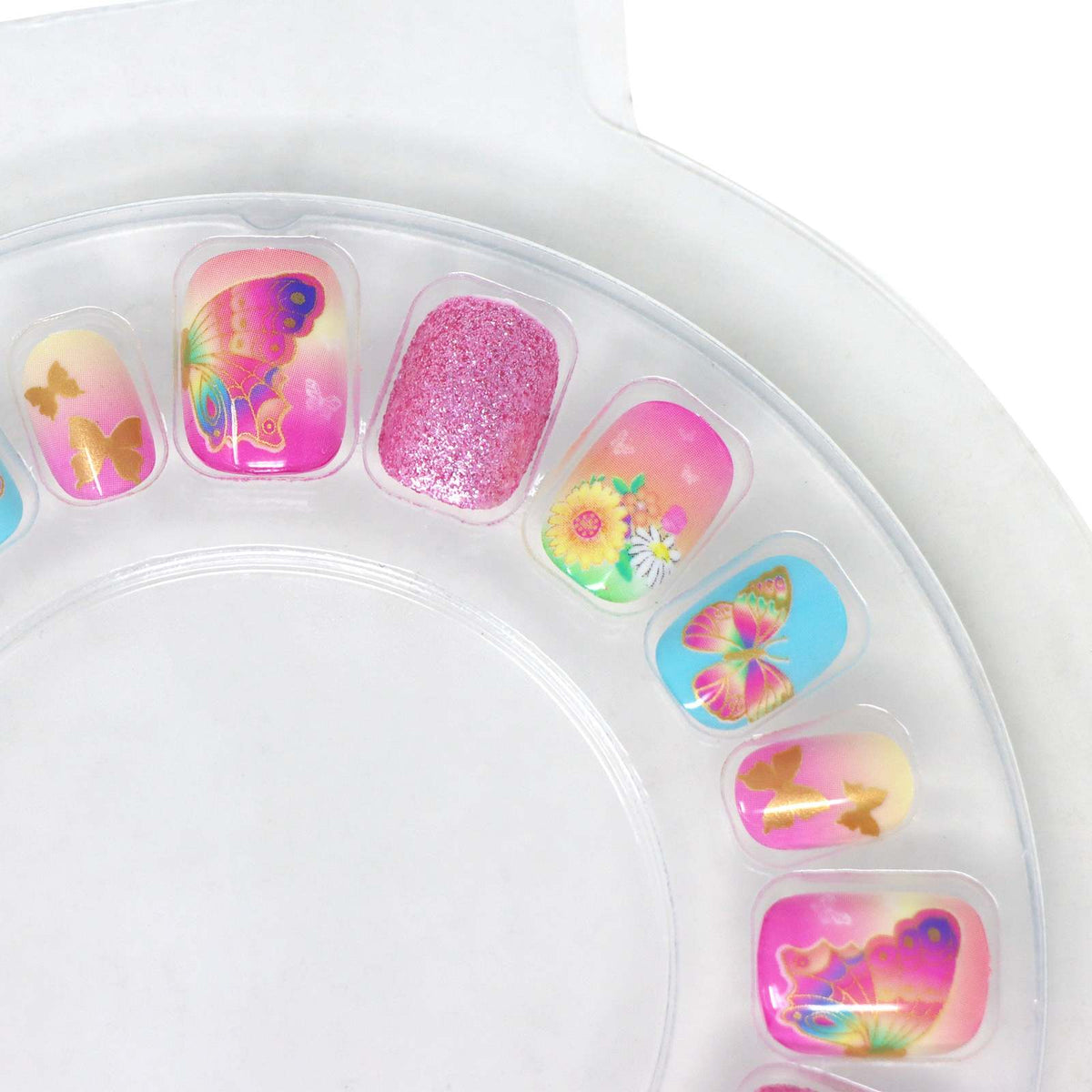 PINK POPPY RAINBOW BUTTERFLY PRESS ON NAILS