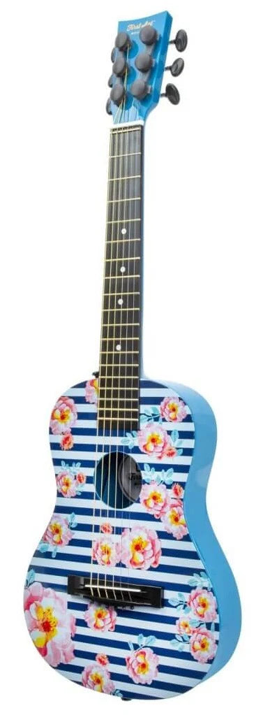 FIRST ACT DISCOVERY - 30" PLASTIC ACOUSTIC GUITAR BLUE WITH FLOWERS - Toyworld Frankston