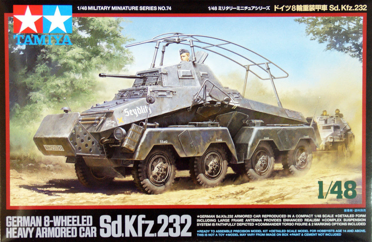 TAMIYA 1/48 GERMAN 8-WHEELED HEAVY ARMOURED CAR SD.KFZ.232 - Toyworld Frankston