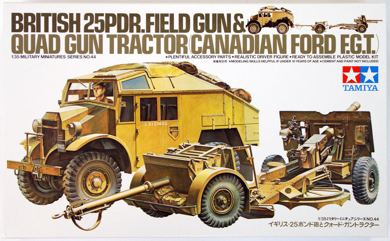 TAMIYA 1/35 BRITISH 25PDR. FIELD GUN & QUAD GUN TRACTOR - Toyworld Frankston