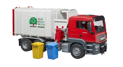 BRUDER MAN TGS SIDE LOADING GARBAGE TRUCK - Toyworld Frankston