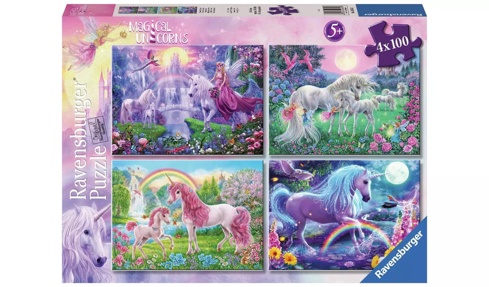 RAVENSBURGER - MAGICAL UNICORNS 4 X 100 PIECE PUZZLE - Toyworld Frankston