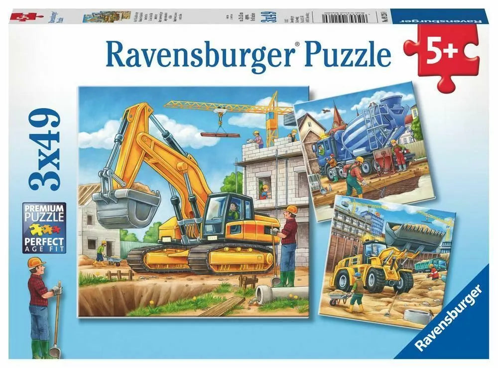 RAVENSBURGER - CONSTRUCTION VEHICLE 3X49 PIECE PUZZLE - Toyworld Frankston
