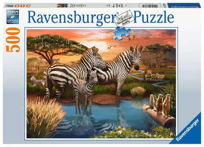 RAVENSBURGER 17376 1 ZEBRAS AT WATERHOLE 500 PIECE PUZZLE - Toyworld Frankston