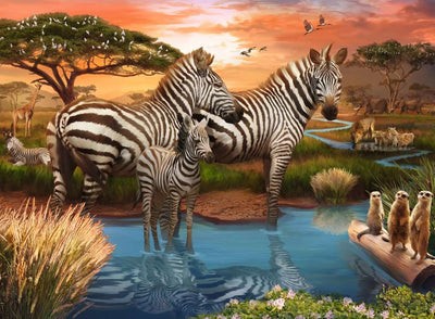 RAVENSBURGER 17376 1 ZEBRAS AT WATERHOLE 500 PIECE PUZZLE - Toyworld Frankston