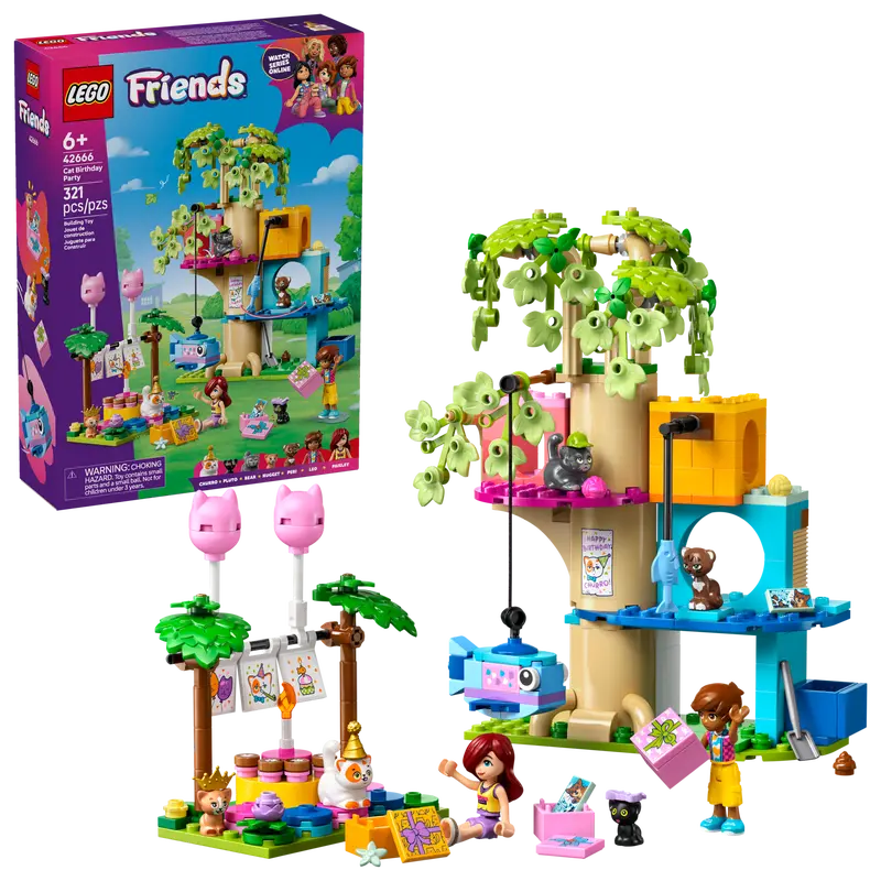 LEGO 42666 FRIENDS - CAT BIRHTDAY PARTY AND TREE HOUSE - Toyworld Frankston