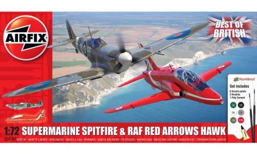 AIRFIX BEST OF BRITISH SUPERMARINE SPITFIRE AND RAF RED ARROWS HAWK 1:72 - Toyworld Frankston