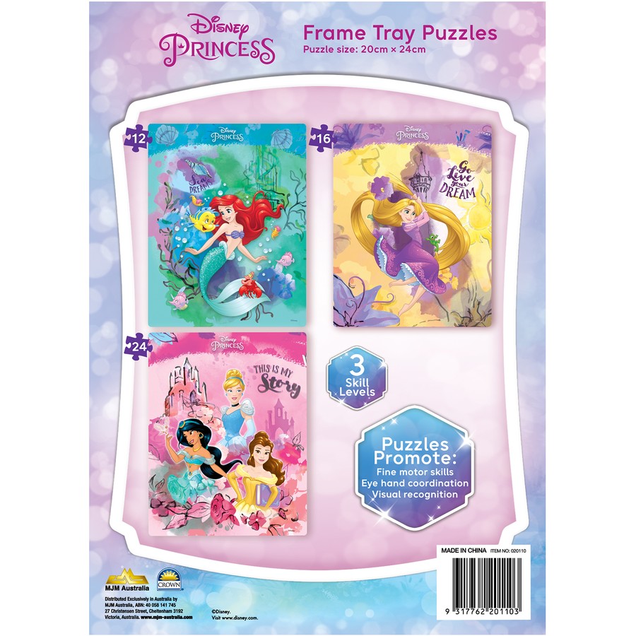 DISNEY PRINCESS 3 PACK FRAME PUZZLES - Toyworld Frankston