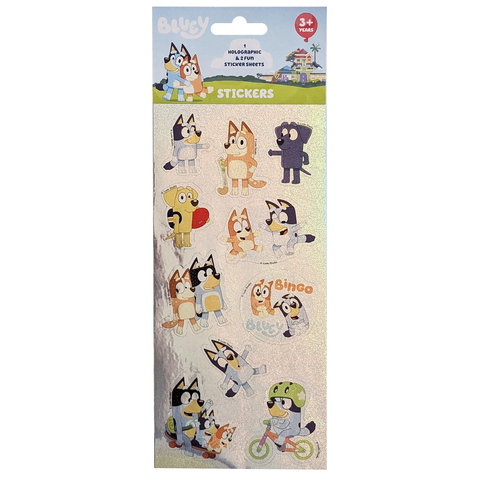 BLUEY - HOLOGRAPHIC STICKERS 3 PACK - Toyworld Frankston