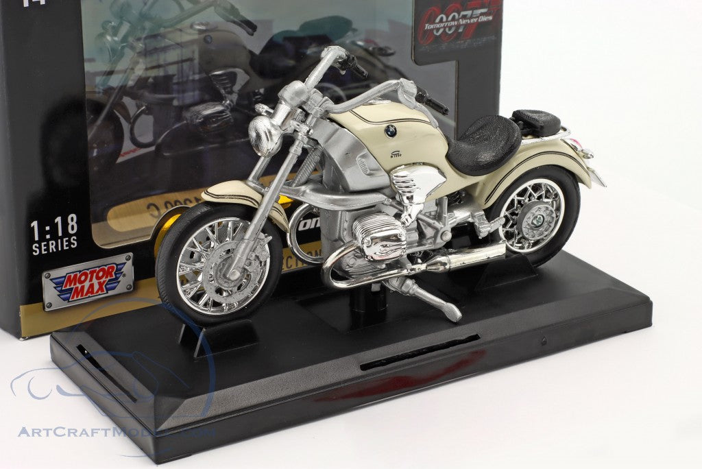 MOTORMAX 1:18 DIECAST MODEL - JAMES BOND 'TOMORROW NEVER DIES' (1997) - BMW R 1200 C MOTORBIKE - Toyworld Frankston