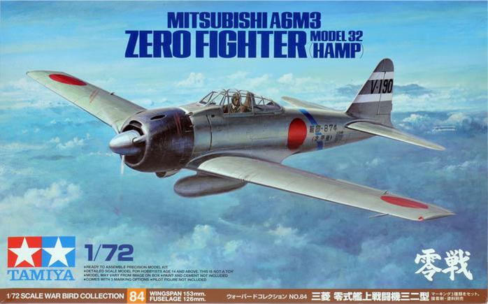 TAMIYA 1/72 MITSUBISHI A6M3 ZERO FIGHTER MODEL 32 HAMP AIRCRAFT MODEL KIT