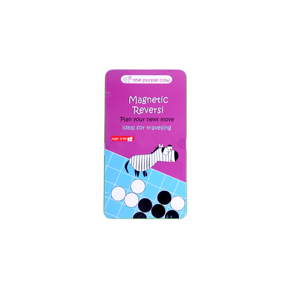 THE PURPLE COW TRAVEL TIN GAME - MAGNETIC  REVERSI - Toyworld Frankston