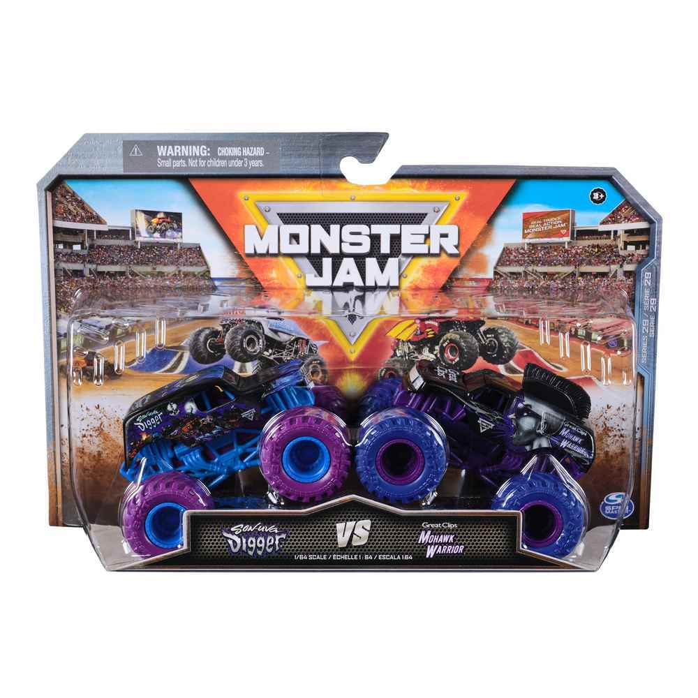 MONSTER JAM 1:64 DIECAST 2 PACK - SON -UVA DIGGER V MOHAWK WARRIOR - Toyworld Frankston