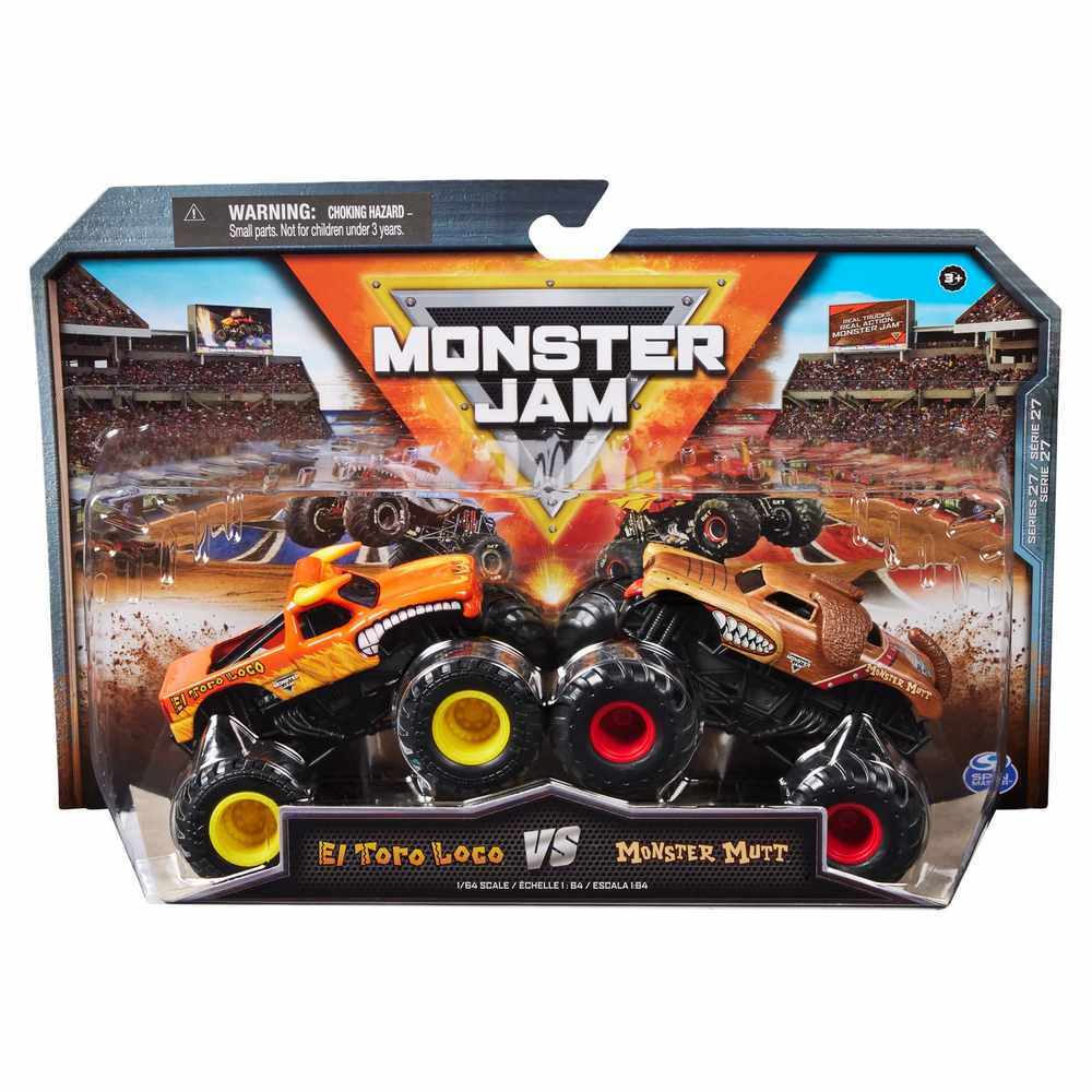 MONSTER JAM 1:64 DIECAST 2 PACK - EL TORO LOCO VS MONSTER MUTT - Toyworld Frankston