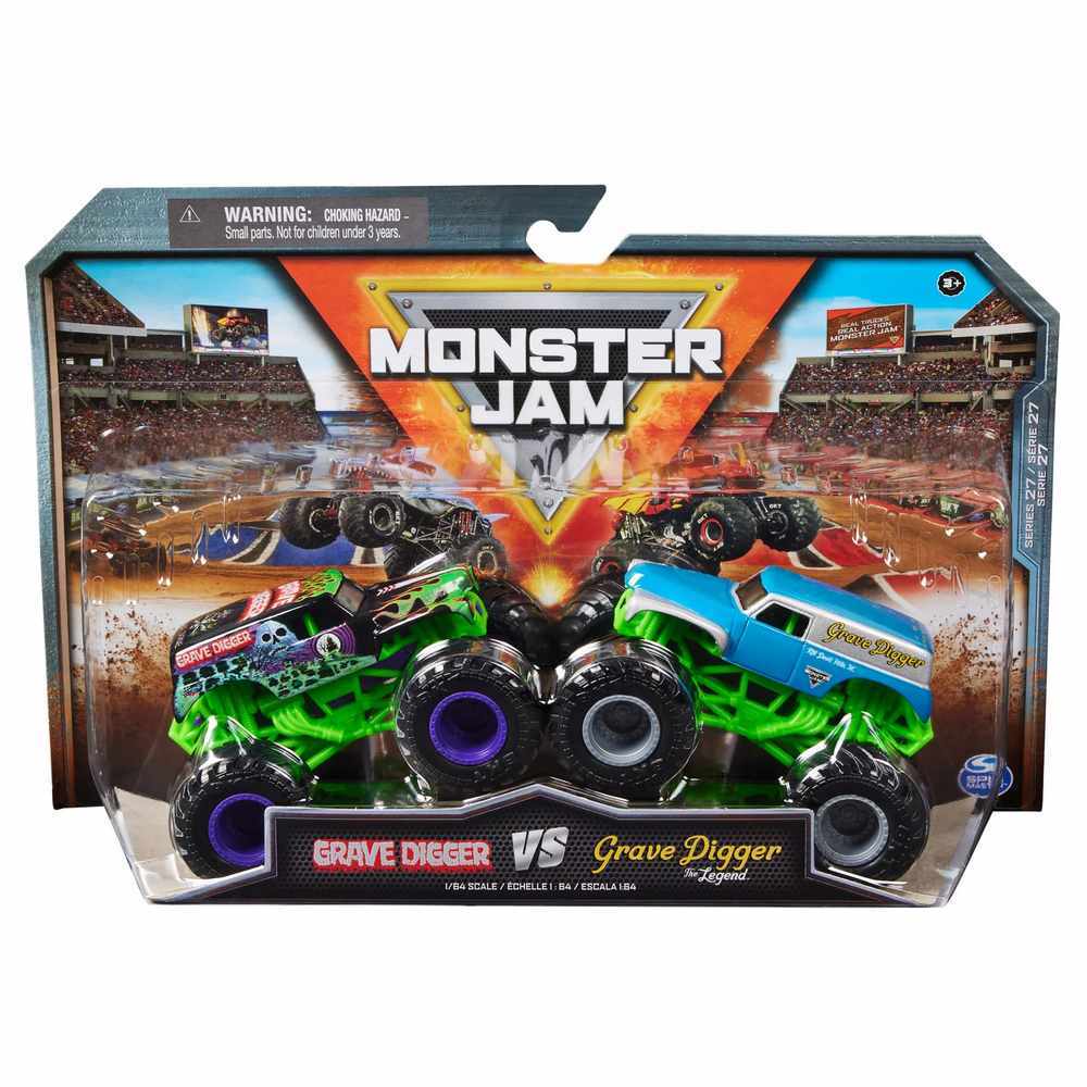 MONSTER JAM 1:64 DIECAST 2 PACK - GRAVE DIGGER VS GRAVE DIGGER THE LEGEND - Toyworld Frankston