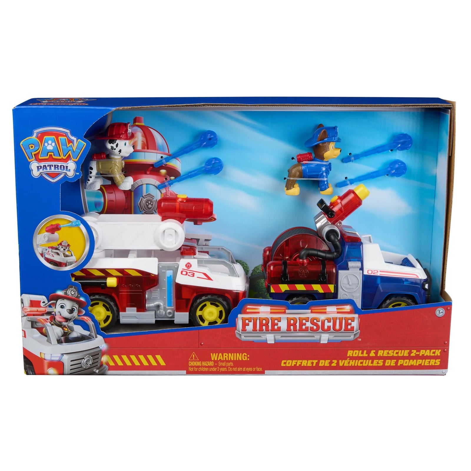 PAW PATROL FIRE RESCUE - ROLL AND RESCUE 2 PACK OF VEHICLES - Toyworld Frankston