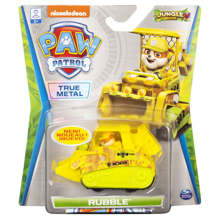 PAW PATROL METAL VEHICLE JUNGLE RESCUE ASST RUBBLE - Toyworld Frankston