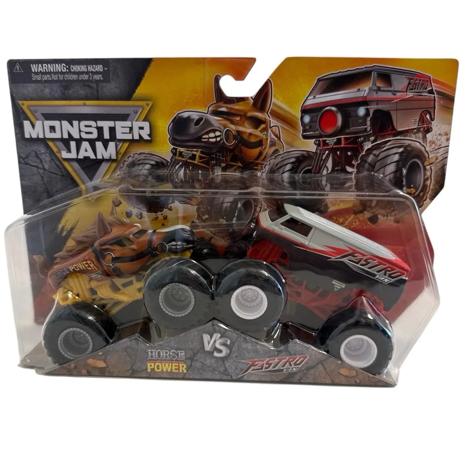 MONSTER JAM 1:64 DIECAST - HORSE POWER VS FASTRO VAN