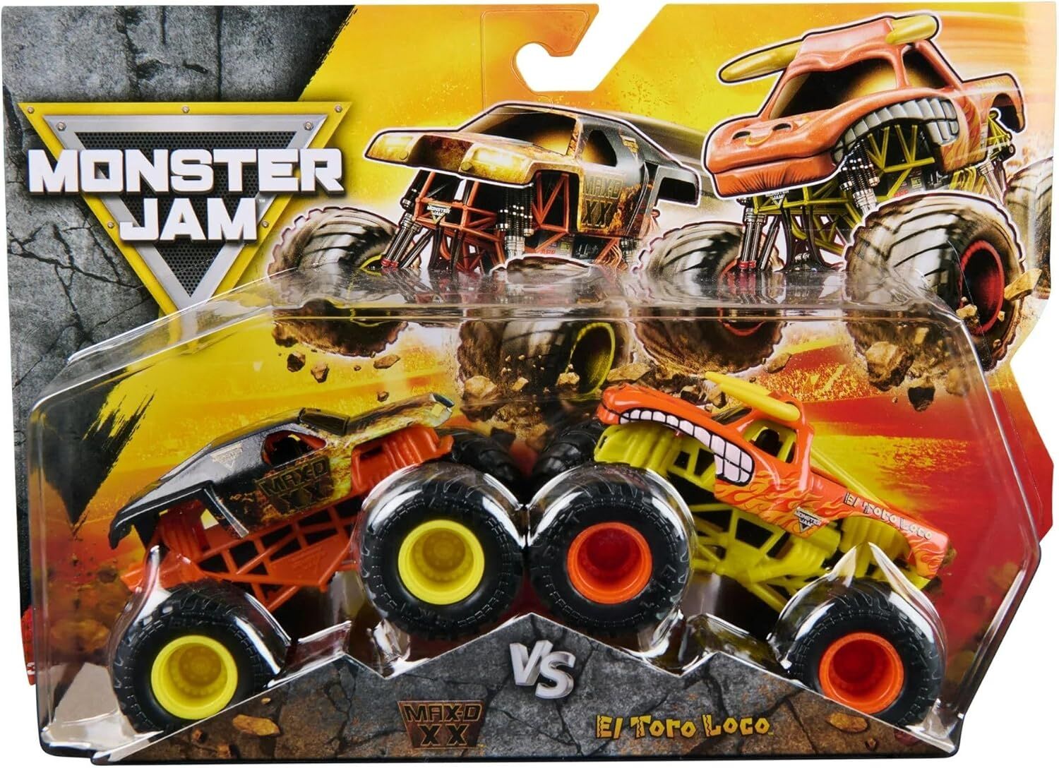 MONSTER JAM 1:64 DIECAST TRUCK 2 PACK - MAX-D XX AND EL TORO LOCO - Toyworld Frankston