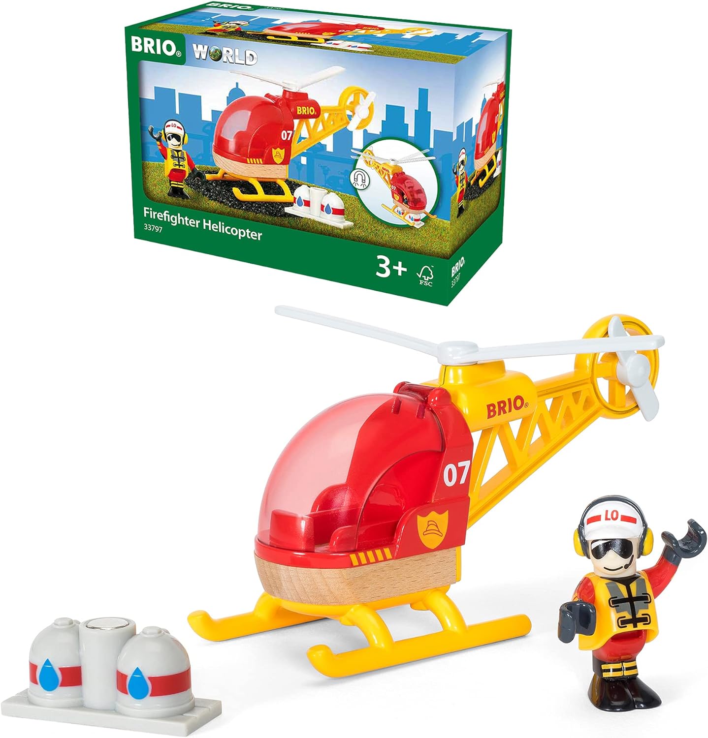 BRIO - FIREFIGHTER HELICOPTER - 3 PIECES - Toyworld Frankston