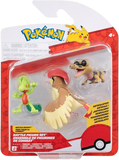 POKEMON BATTLE FIGURE SET - TREECKO + PIDGEOTTO + SANDILE - Toyworld Frankston