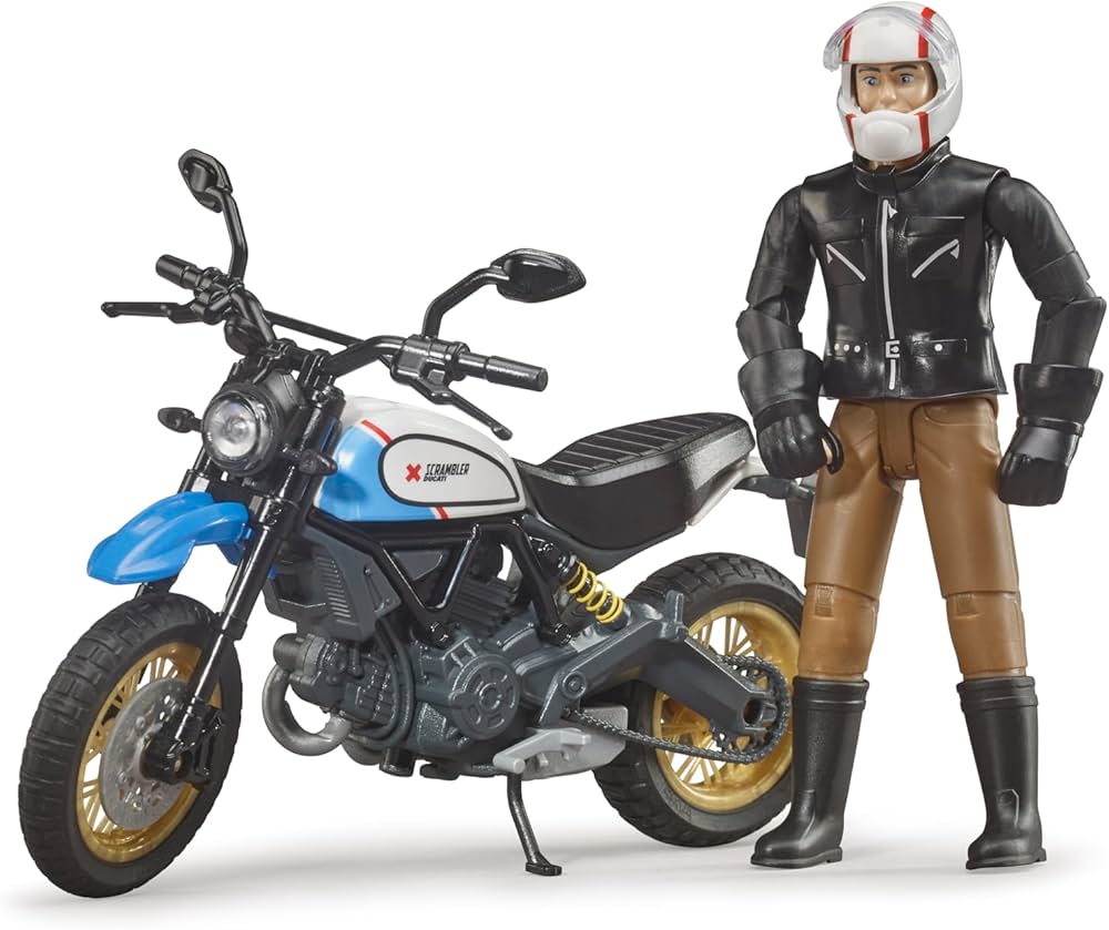 BRUDER BWORLD LEISURE TIME SCRAMBLER DUCATI DESERT SLED WITH DRIVER - Toyworld Frankston